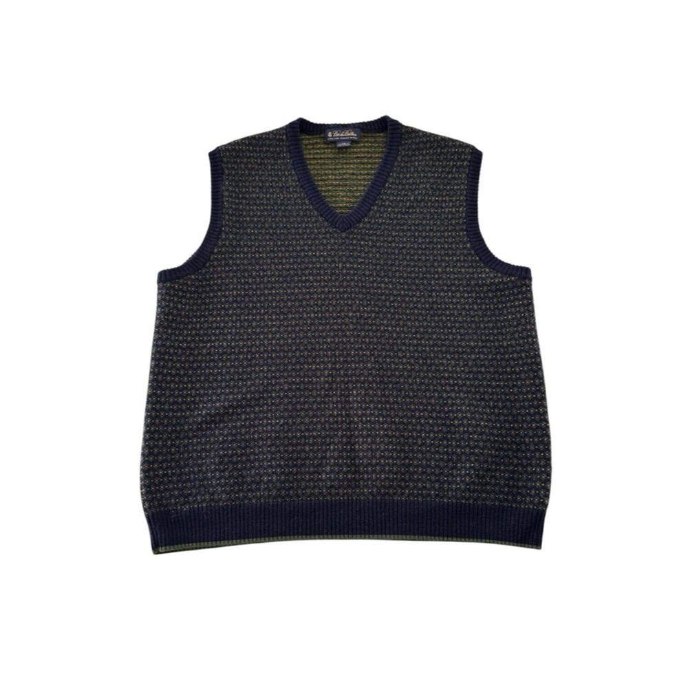 Brooks Brothers Merino Wool Vest XL Extra Fine Italian Birdseye Sweater Vest